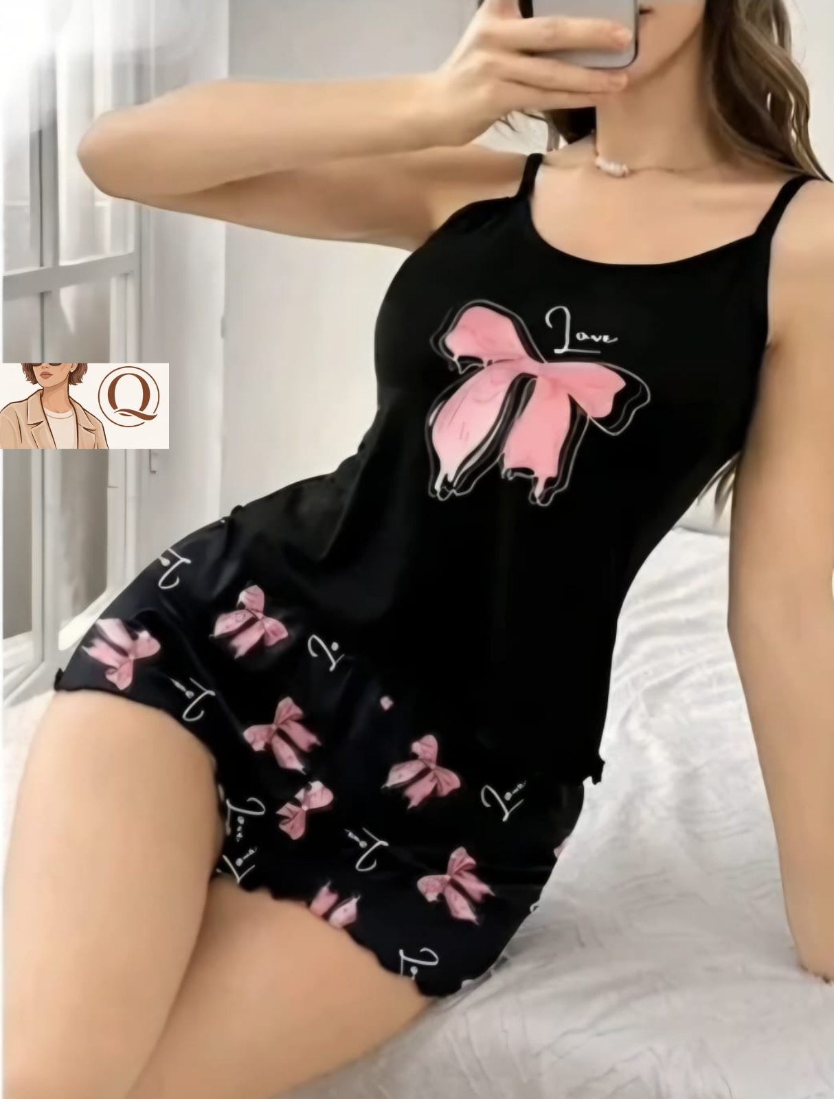 🖤 Sweet Dreams 2-Piece Pajama Set – Soft & Cute Lounge Wear