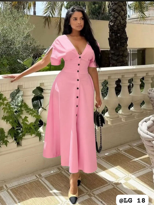 Elegant Button-Front Midi Dress – Feminine, Chic & Timeless