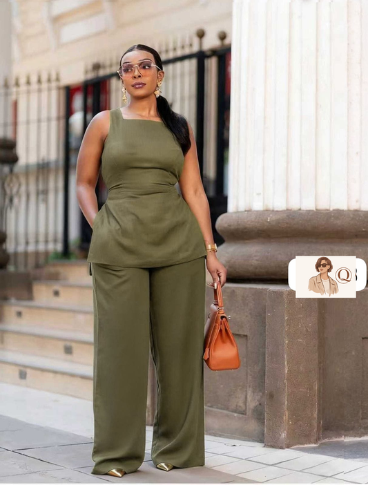 ✨ 2-Piece Sleeveless Top & Wide-Leg Pants Set