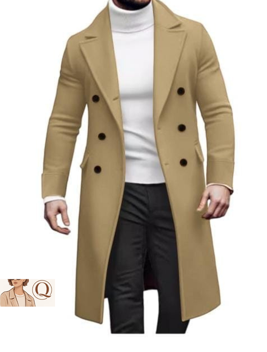 Winter Overcoat for Men Long Jacket Double Breasted Outwear