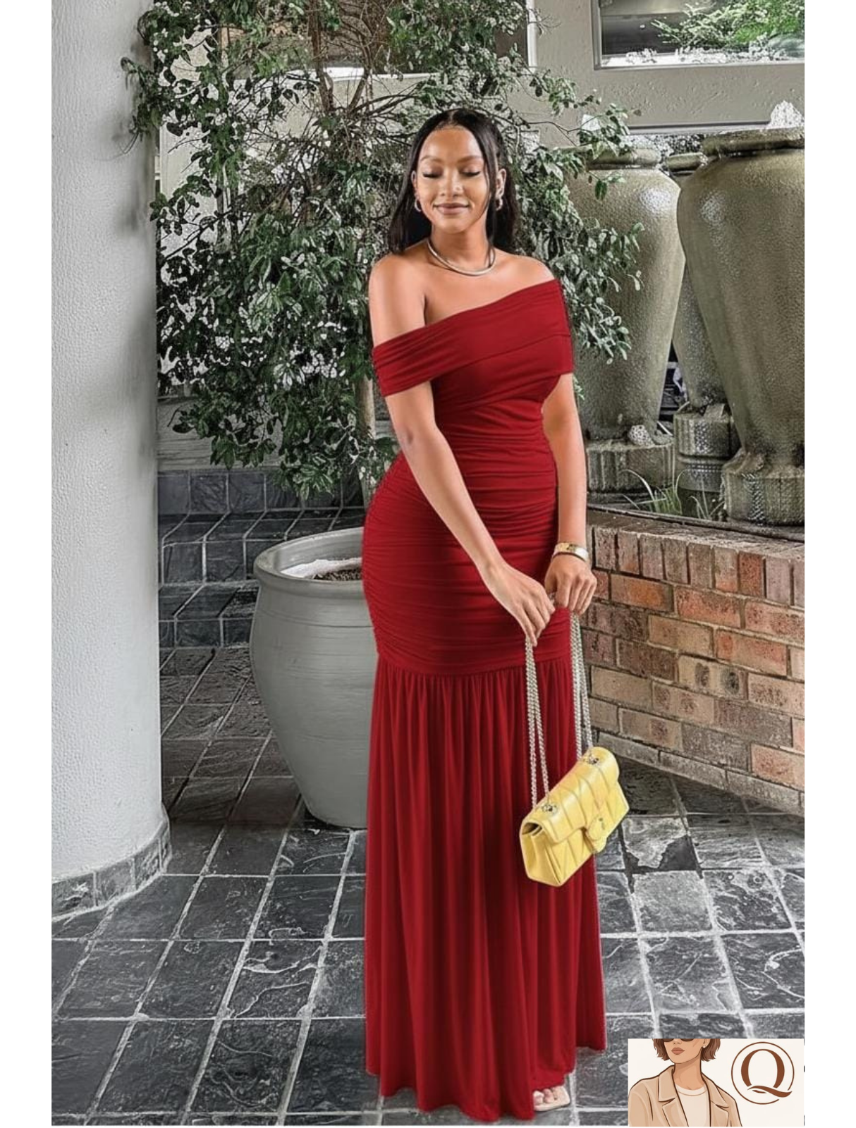 Elegant Off-Shoulder Ruched Maxi Dress 🤍✨