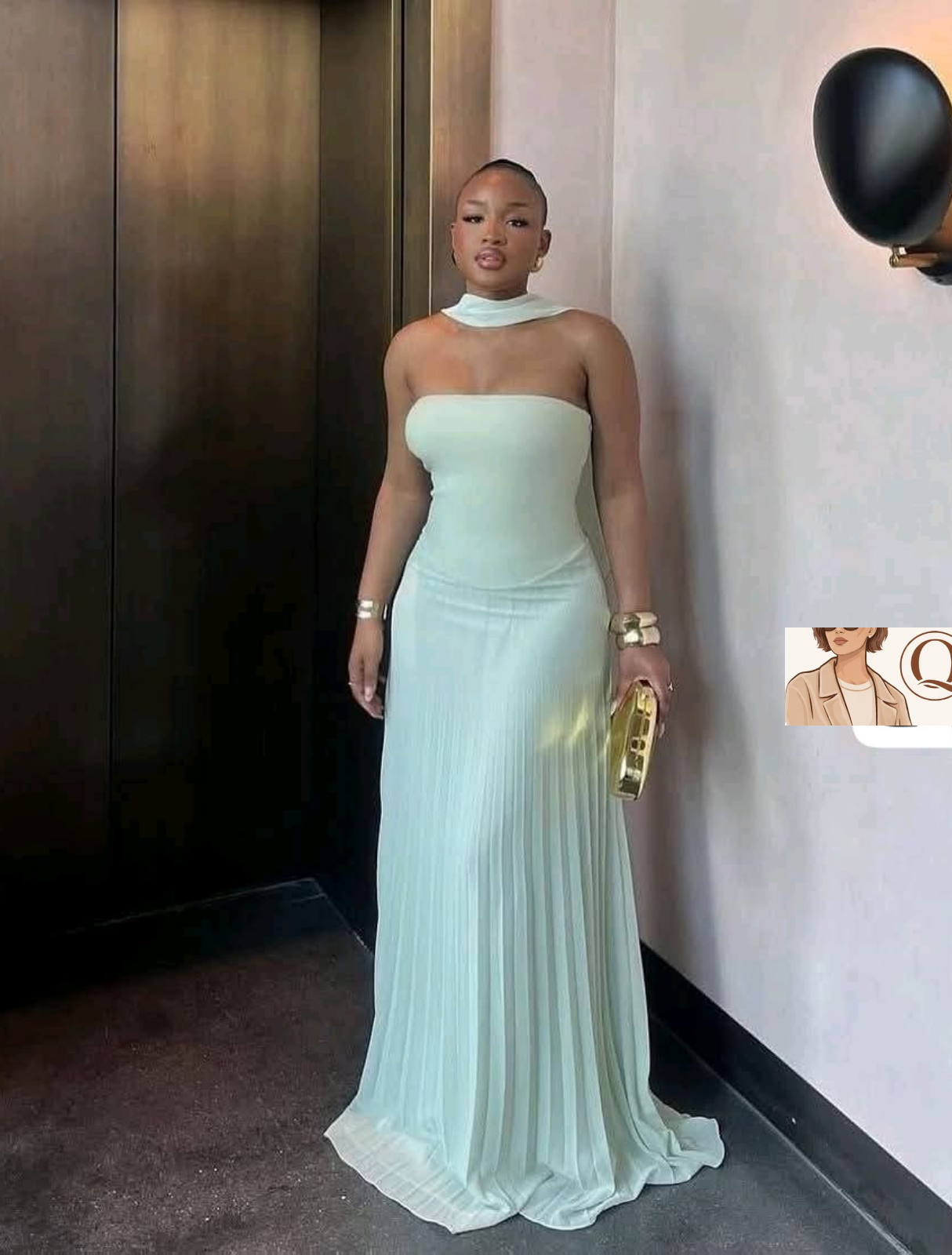 ✨ Luxe Muse Pleated Maxi Gown – Strapless Elegance with Choker Detail