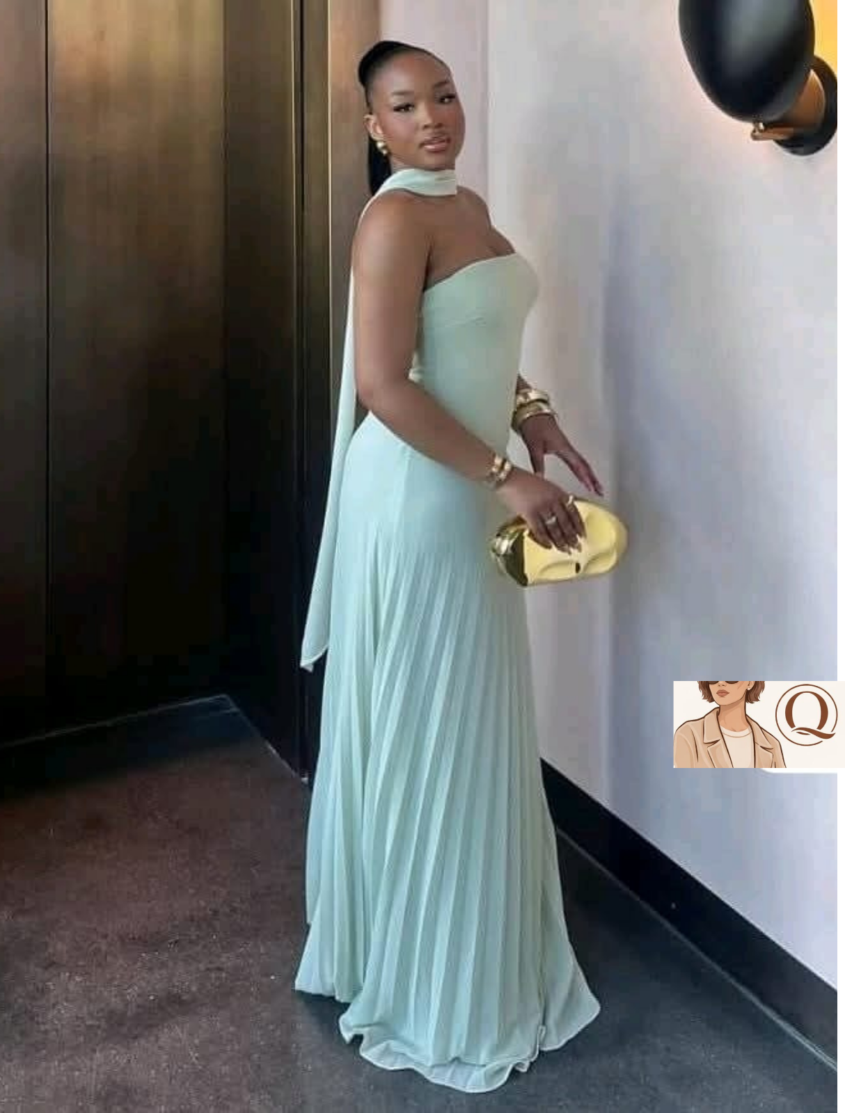 ✨ Luxe Muse Pleated Maxi Gown – Strapless Elegance with Choker Detail