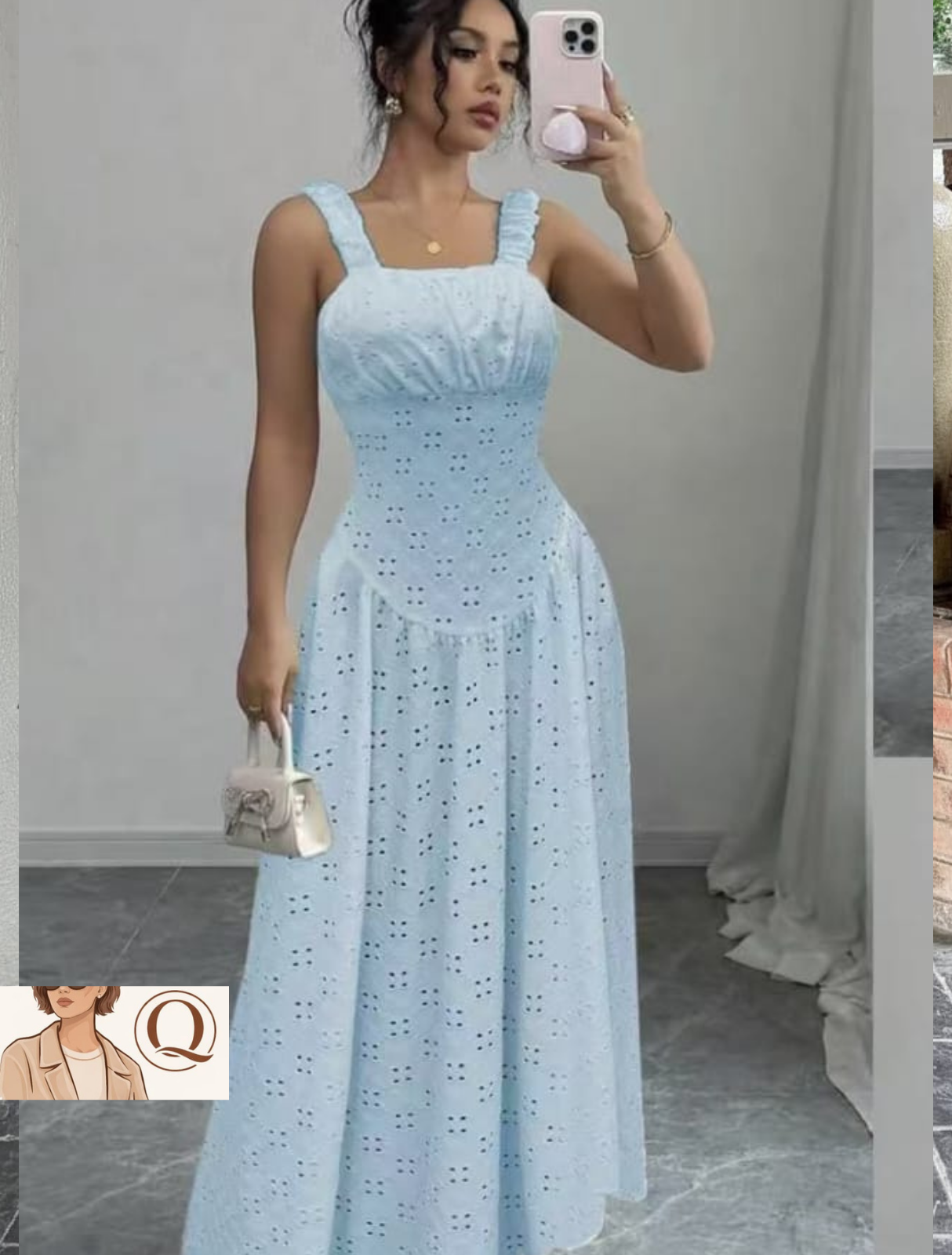 Women’s Eyelet Maxi Dress with Ruffle Straps 👗✨