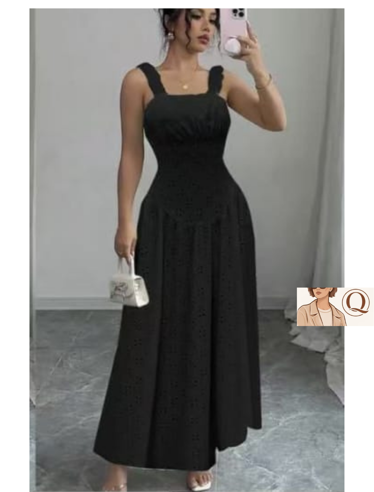 Women’s Eyelet Maxi Dress with Ruffle Straps 👗✨