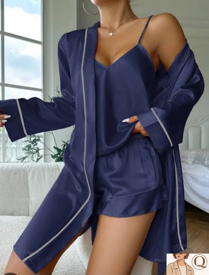 Luxe Satin 3-Piece Pajama & Robe Set ✨