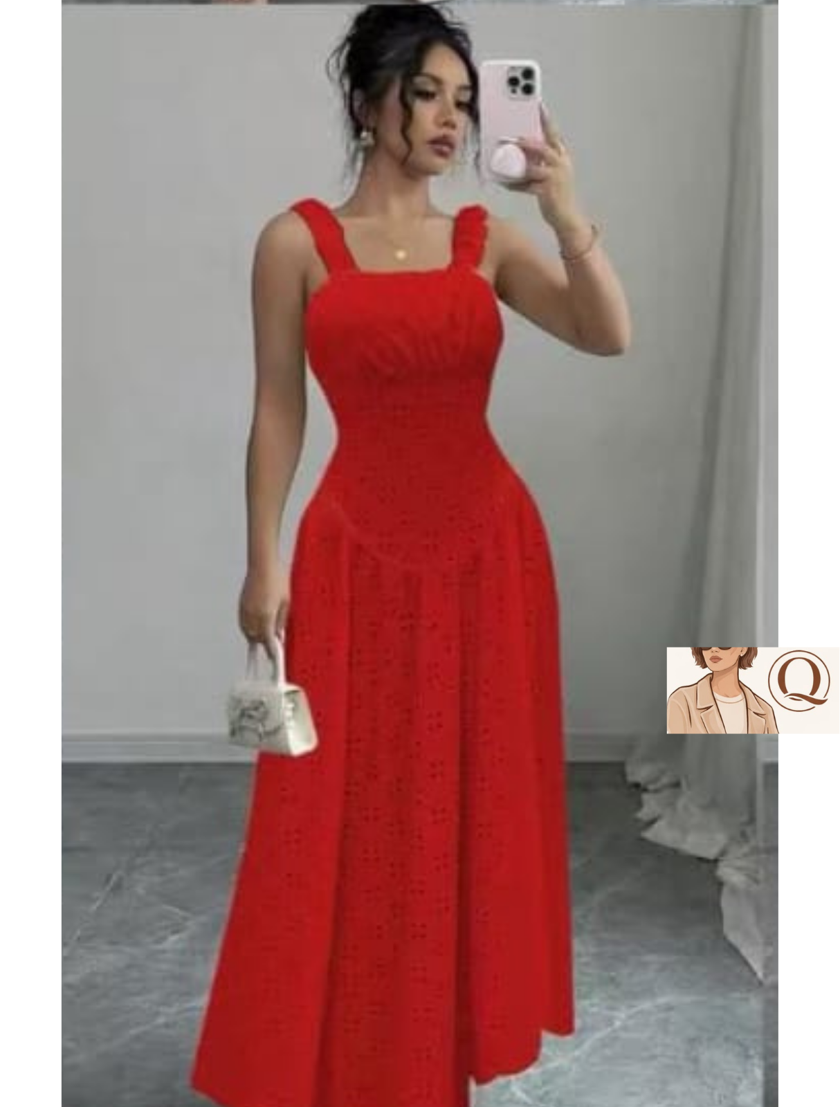 Women’s Eyelet Maxi Dress with Ruffle Straps 👗✨