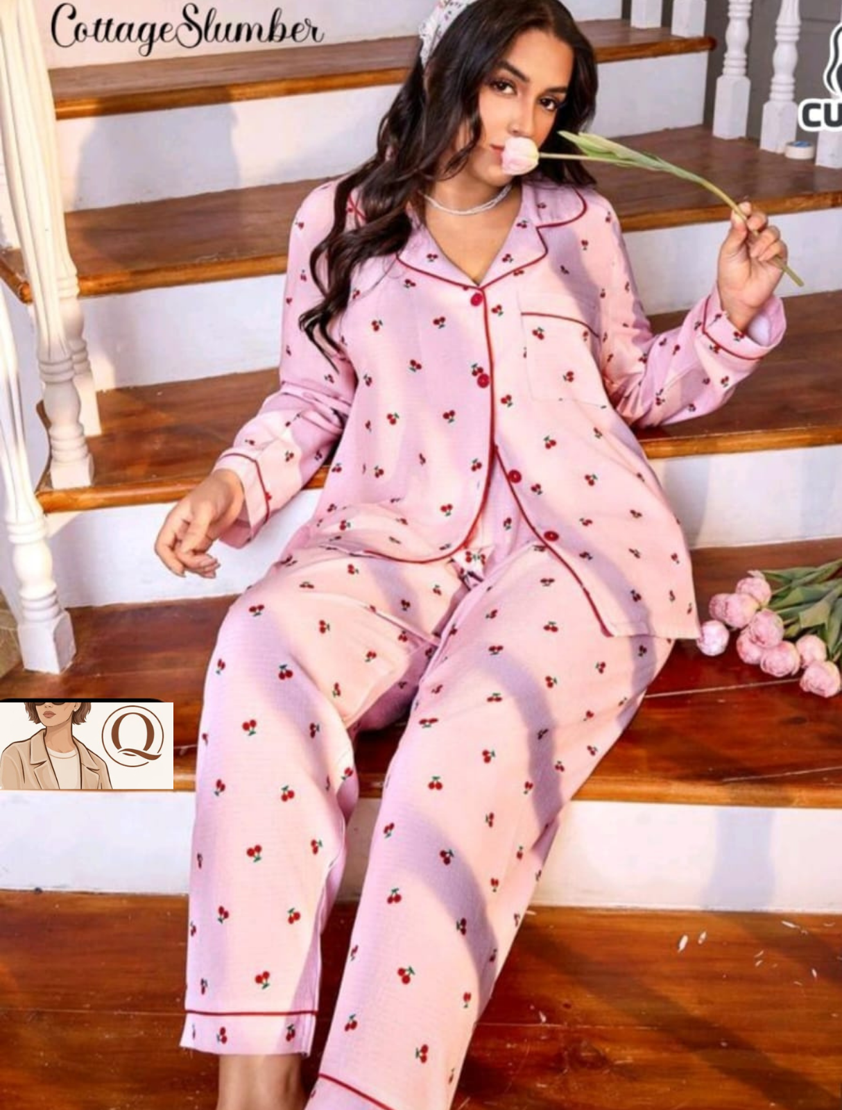 🍒 Cherry Print Long-Sleeve Pajama Set 🍒