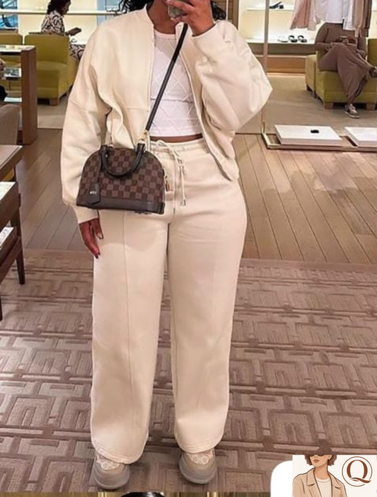 Women’s Relaxed Two-Piece Zip-Up Lounge Set ✨👚👖