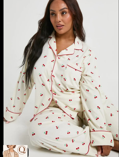 🍒 Cherry Print Long-Sleeve Pajama Set 🍒