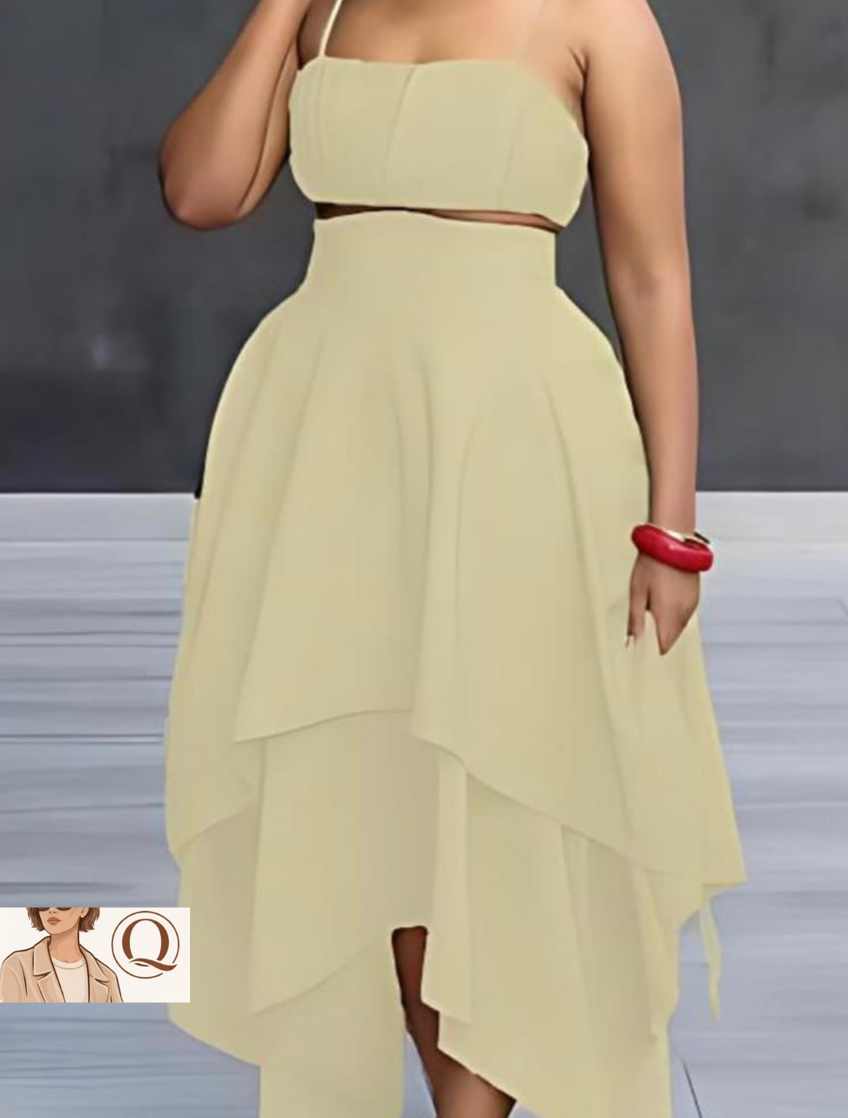 Modern Muse Layered Midi Set – Elegant High-Waist Statement Skirt