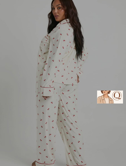 🍒 Cherry Print Long-Sleeve Pajama Set 🍒