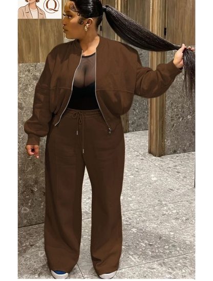 Women’s Relaxed Two-Piece Zip-Up Lounge Set ✨👚👖