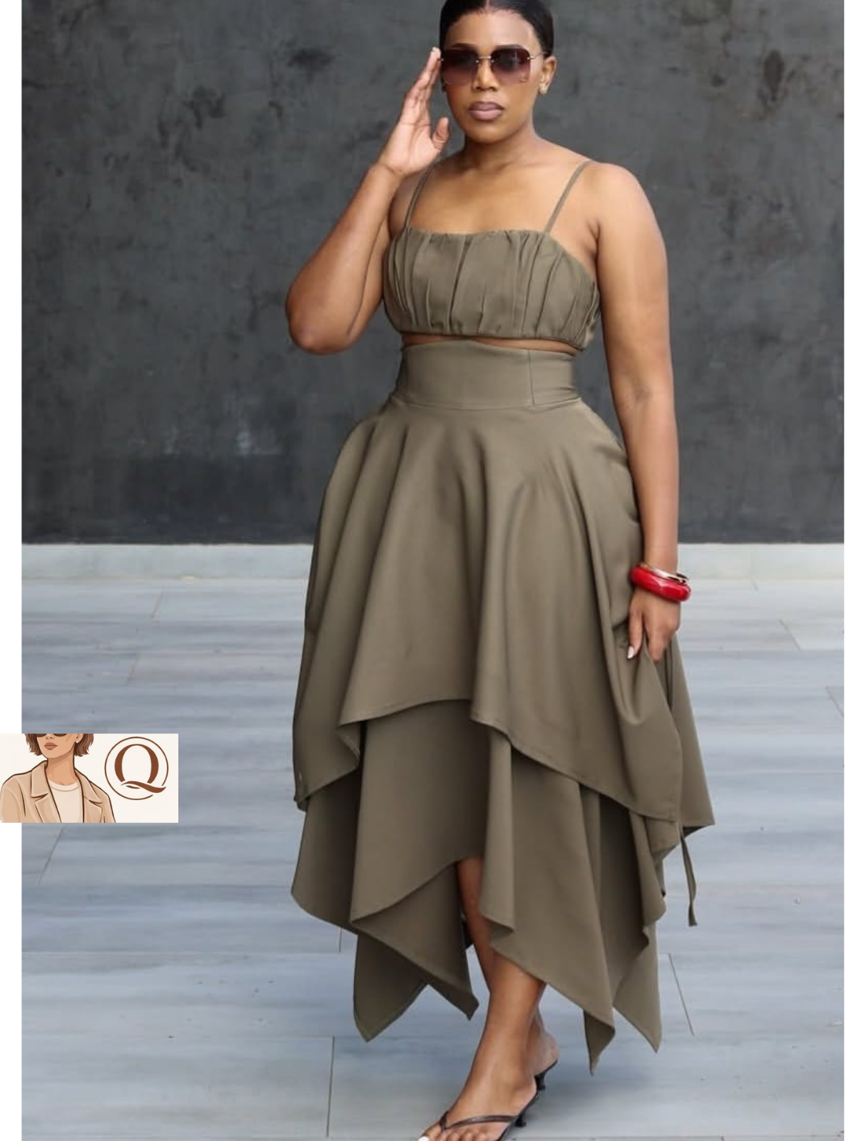 Modern Muse Layered Midi Set – Elegant High-Waist Statement Skirt