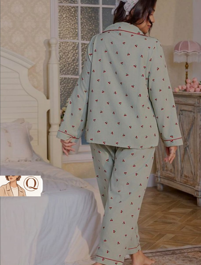 🍒 Cherry Print Long-Sleeve Pajama Set 🍒