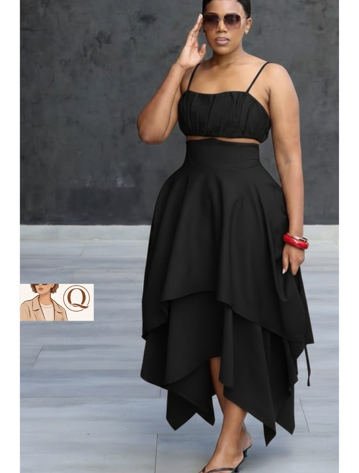 Modern Muse Layered Midi Set – Elegant High-Waist Statement Skirt