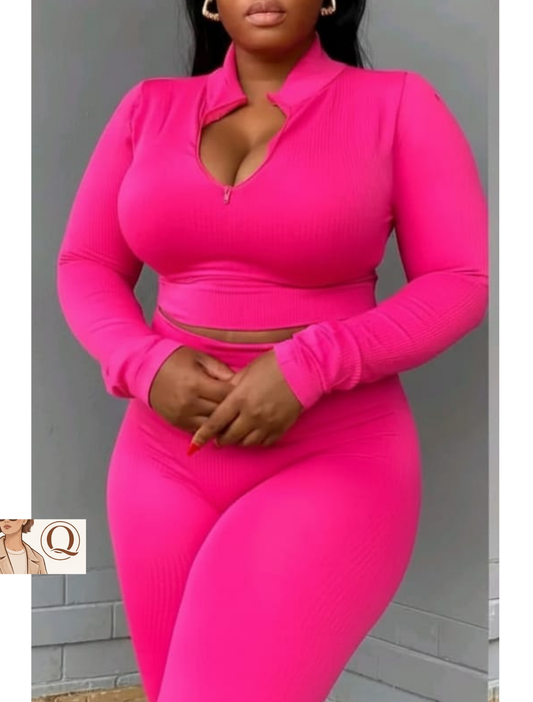 🩶 Ribbed Zip Gym Set