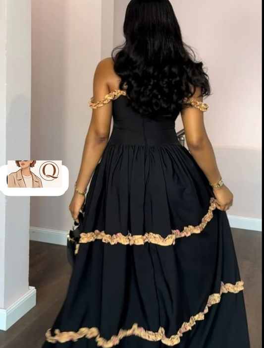 Elegant Ruffle Strap Maxi Dress