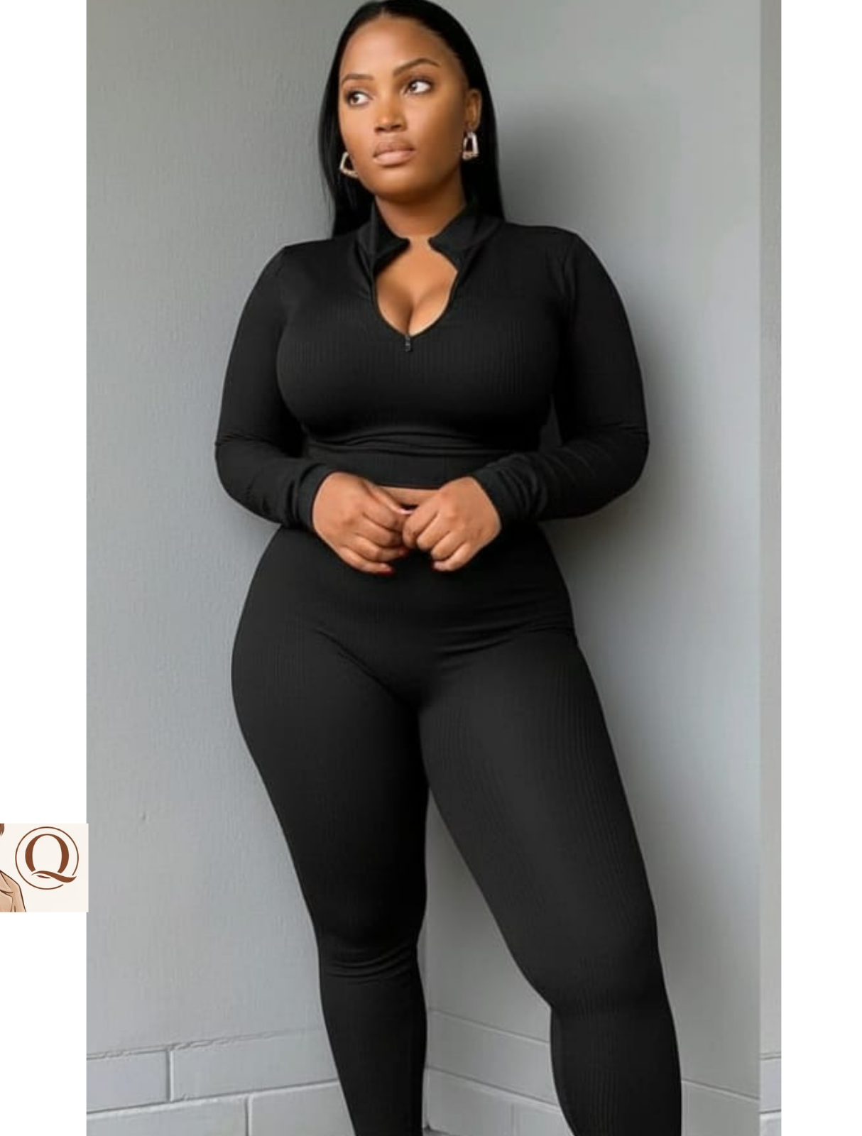 🩶 Ribbed Zip Gym Set