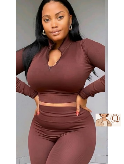 🩶 Ribbed Zip Gym Set