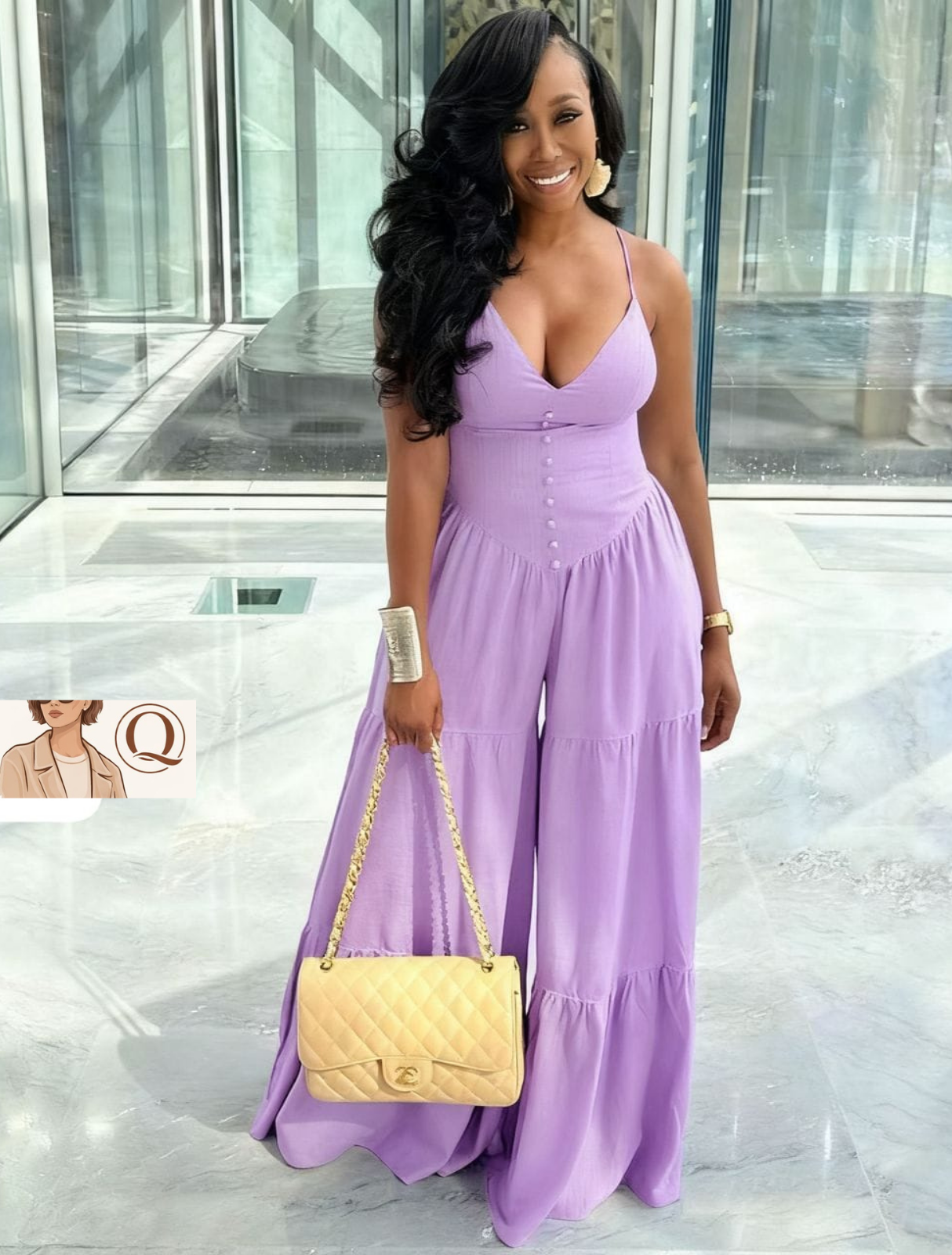 Button-Detail Wide-Leg Jumpsuit