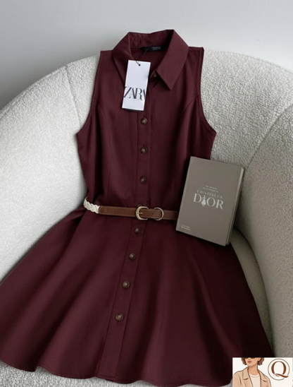🤎 Sleeveless Belted Shirt Dress Collection