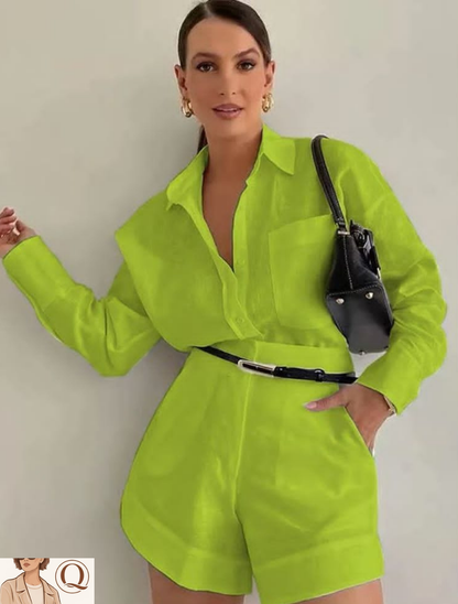 Women’s Belted Shirt-Style Playsuit ✨👗