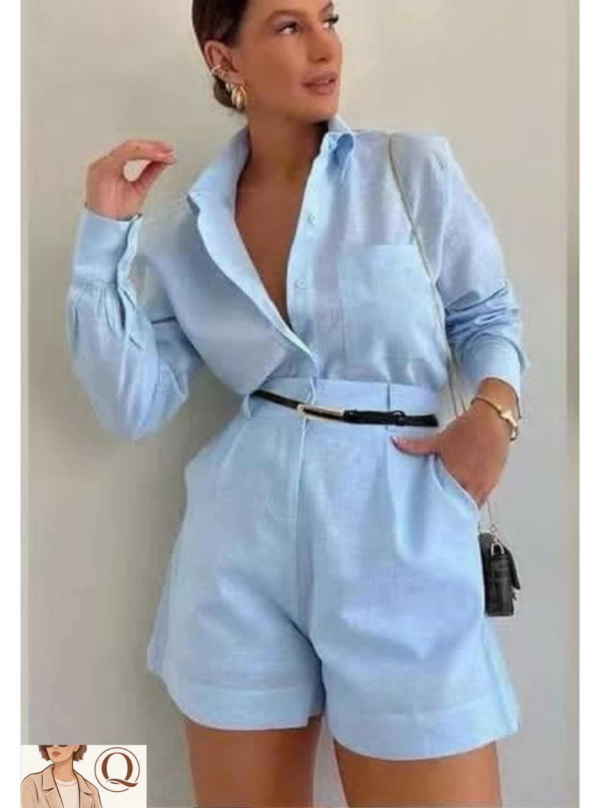 Women’s Belted Shirt-Style Playsuit ✨👗