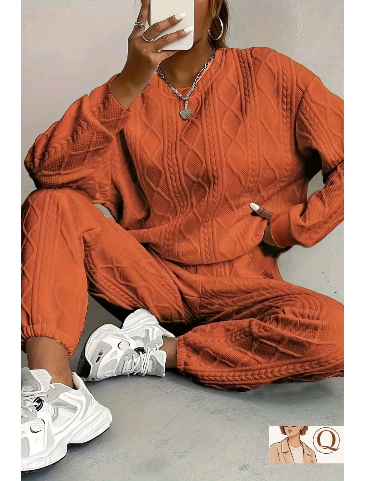 extured Cable Knit 2-Piece Lounge Set