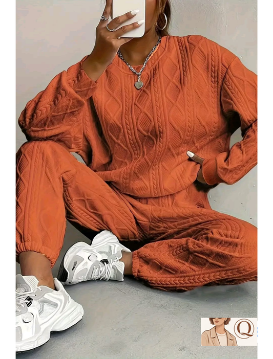 extured Cable Knit 2-Piece Lounge Set