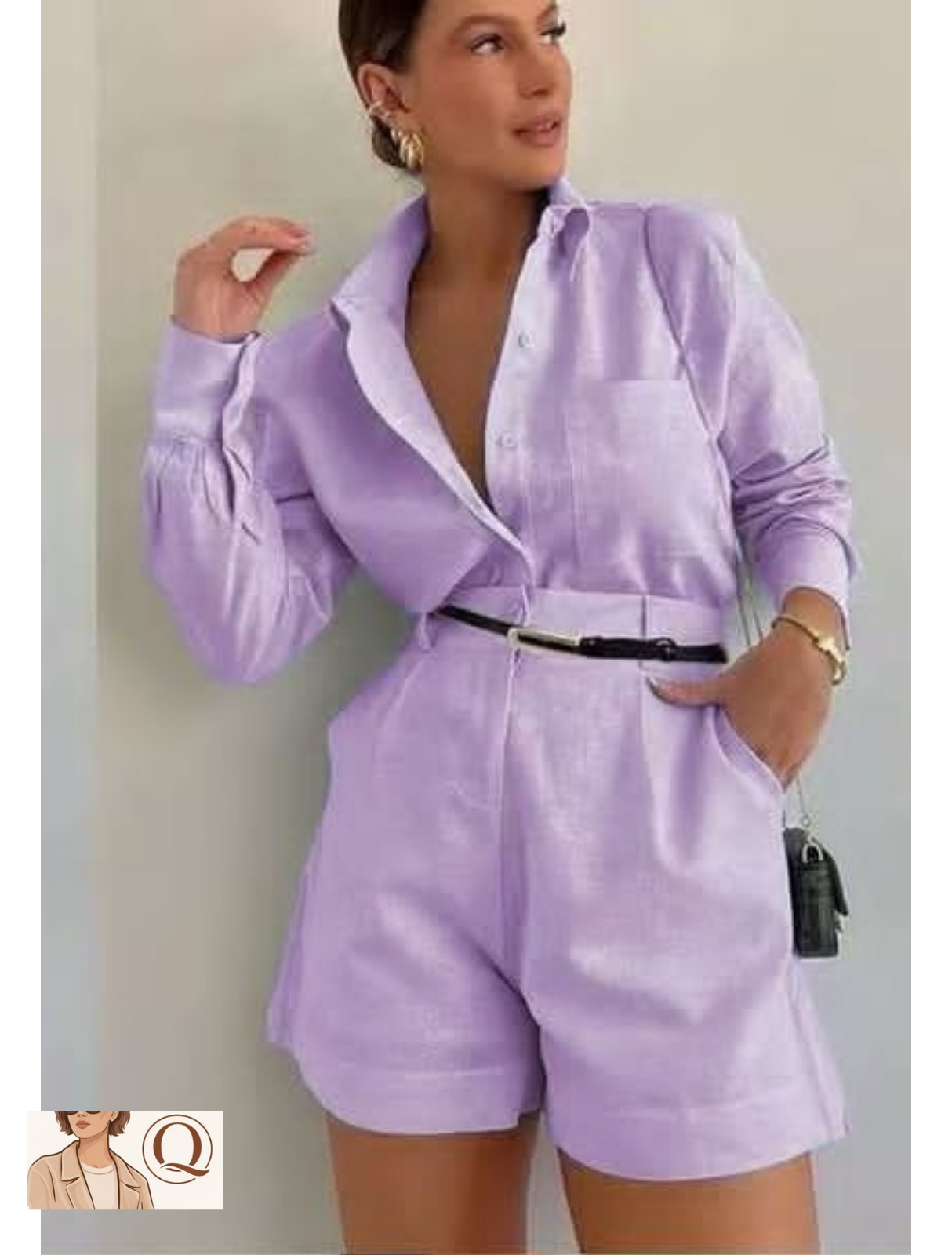Women’s Belted Shirt-Style Playsuit ✨👗