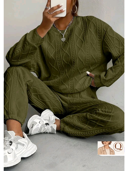 extured Cable Knit 2-Piece Lounge Set