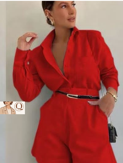 Women’s Belted Shirt-Style Playsuit ✨👗