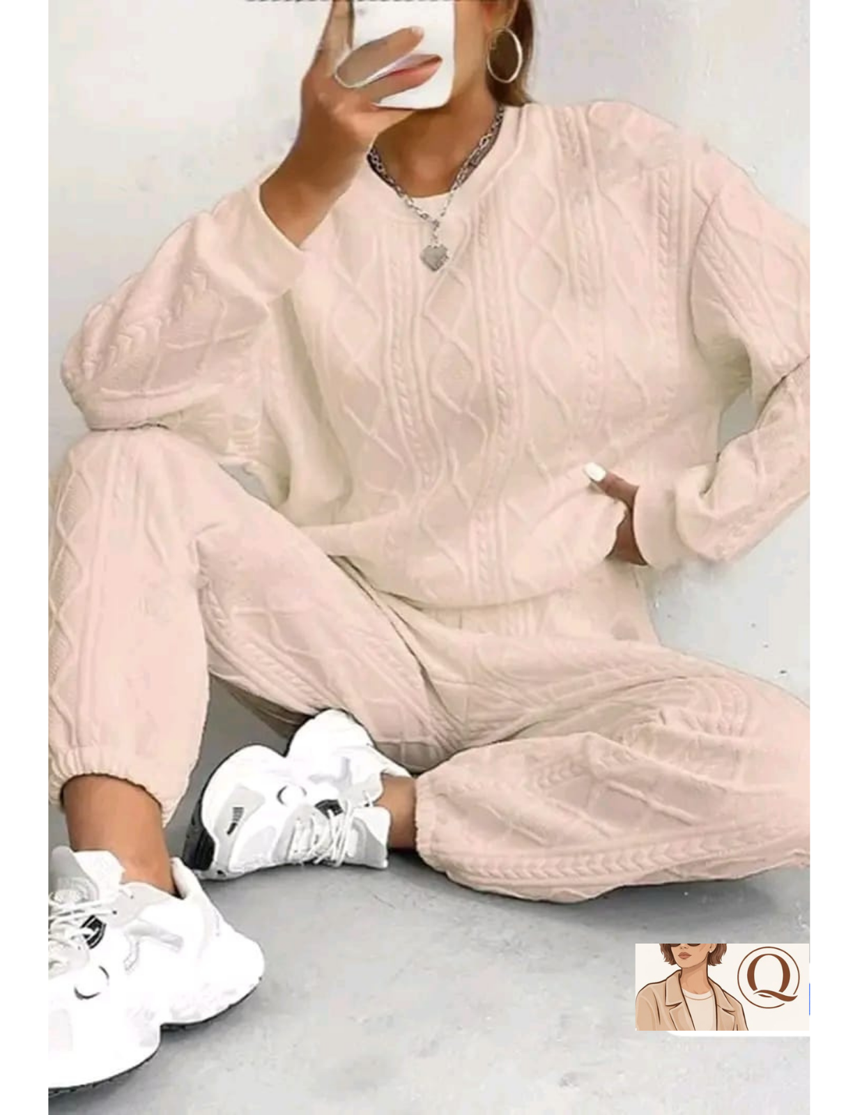 extured Cable Knit 2-Piece Lounge Set