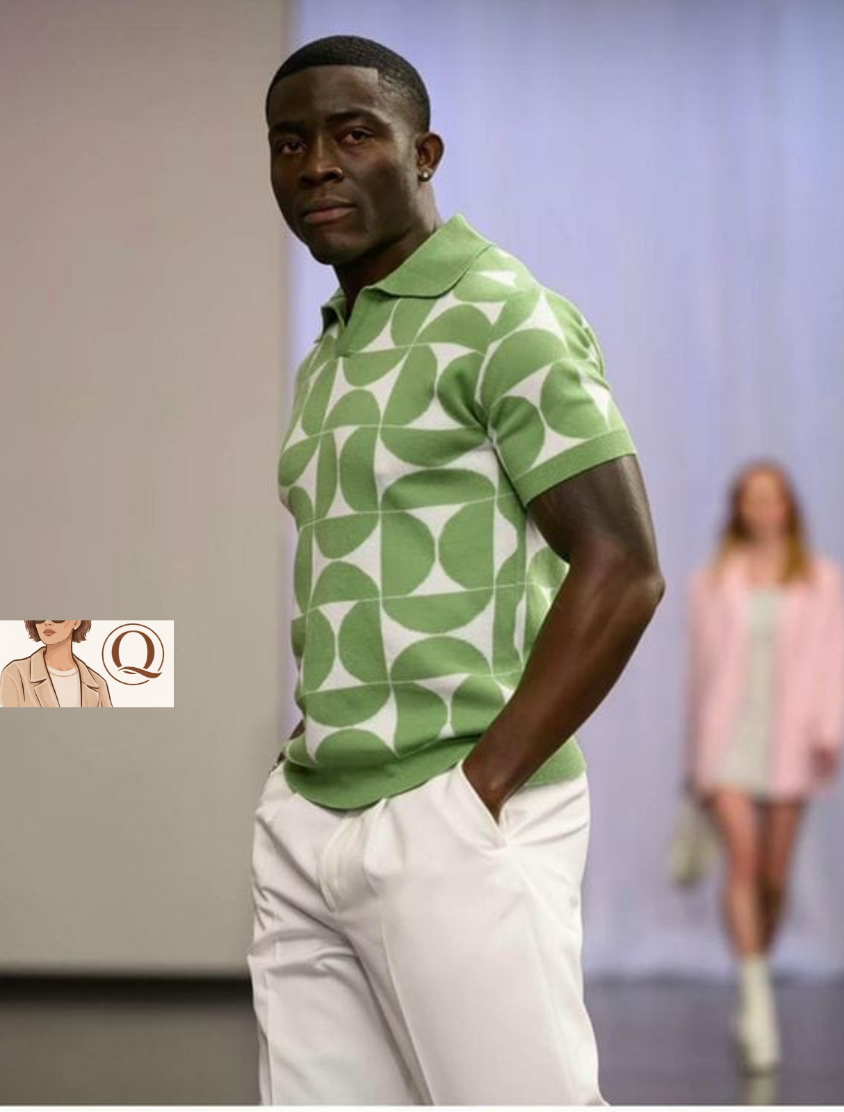 👕 Men’s Geometric Knit Polo Shirt