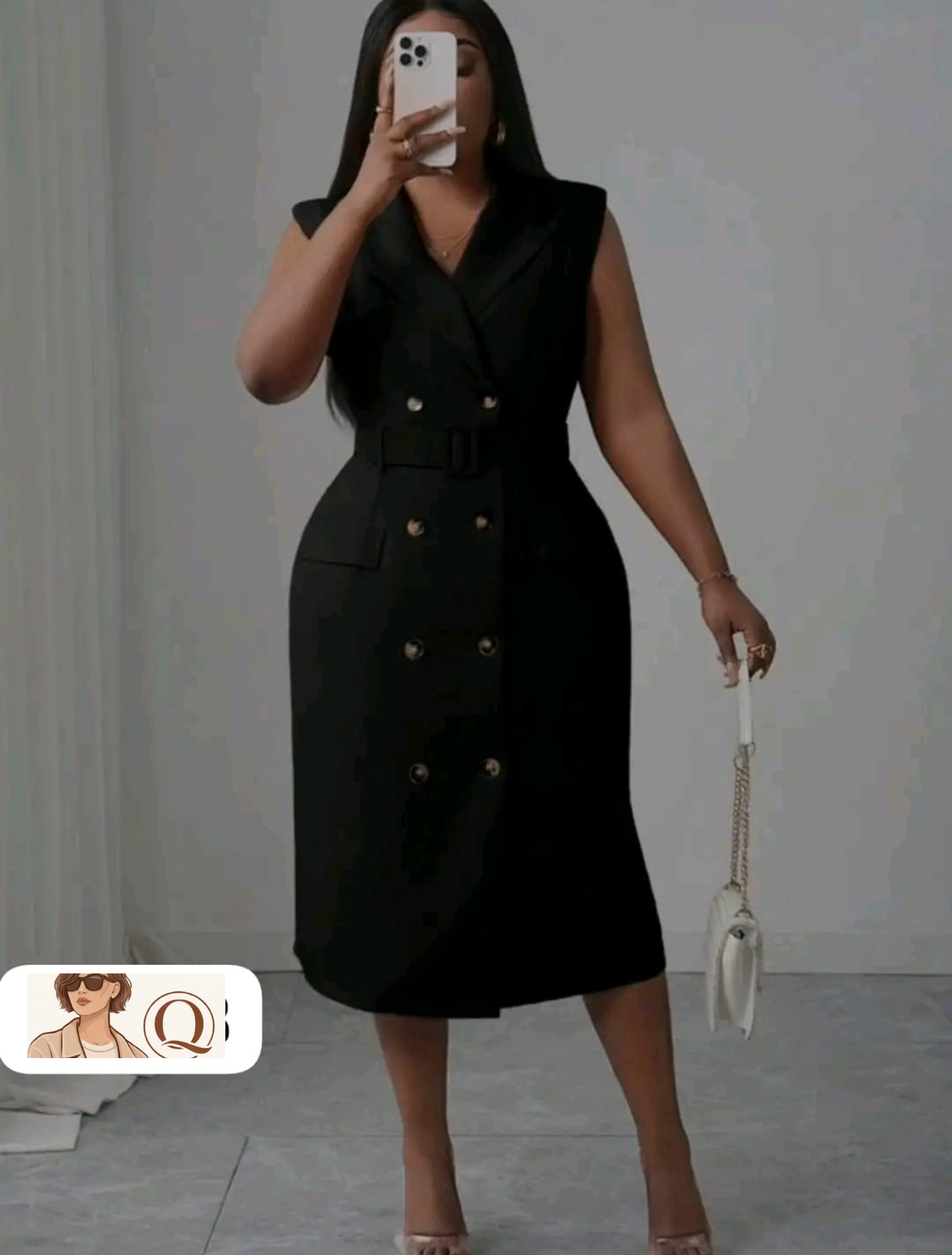 Sleeveless Double-Breasted Blazer Dress