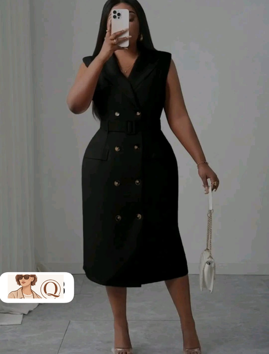 Sleeveless Double-Breasted Blazer Dress