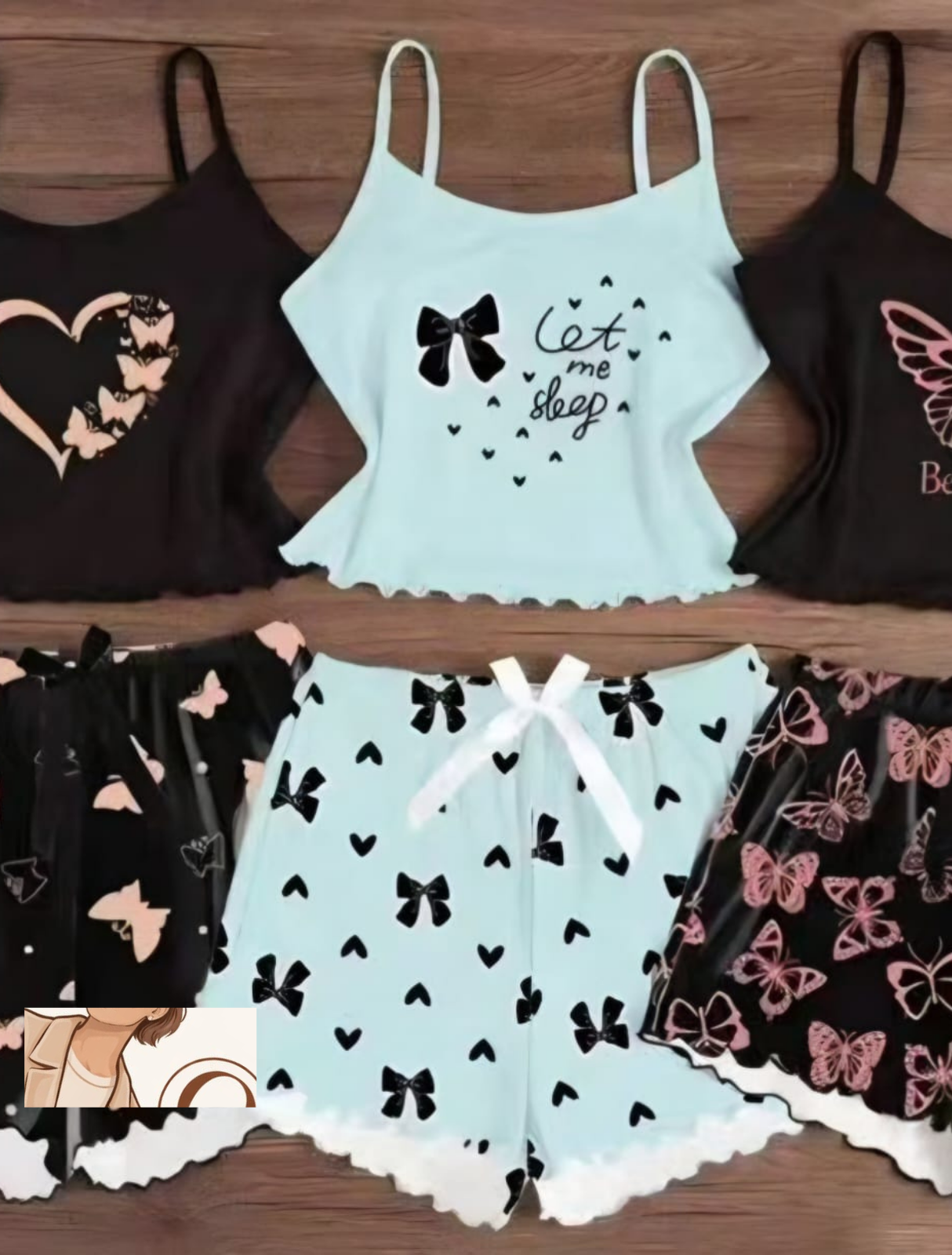 🖤 Sweet Dreams 2-Piece Pajama Set – Soft & Cute Lounge Wear