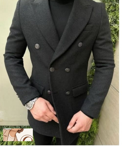 Men’s Double-Breasted Longline Coat