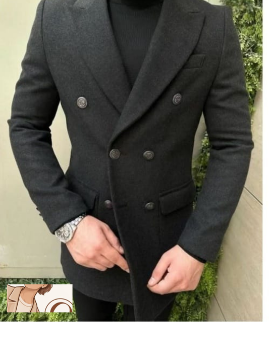 Men’s Double-Breasted Longline Coat