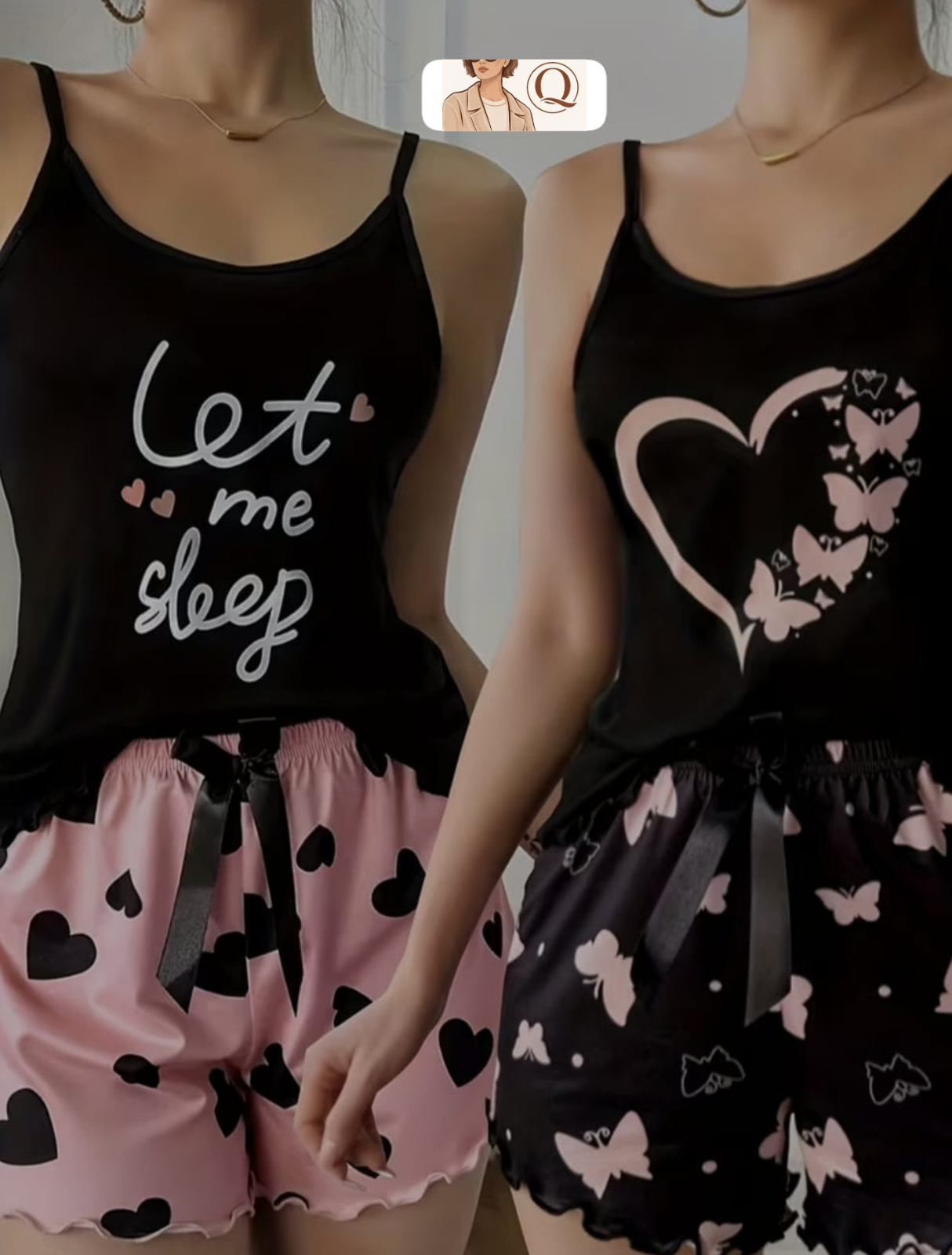 🖤 Sweet Dreams 2-Piece Pajama Set – Soft & Cute Lounge Wear