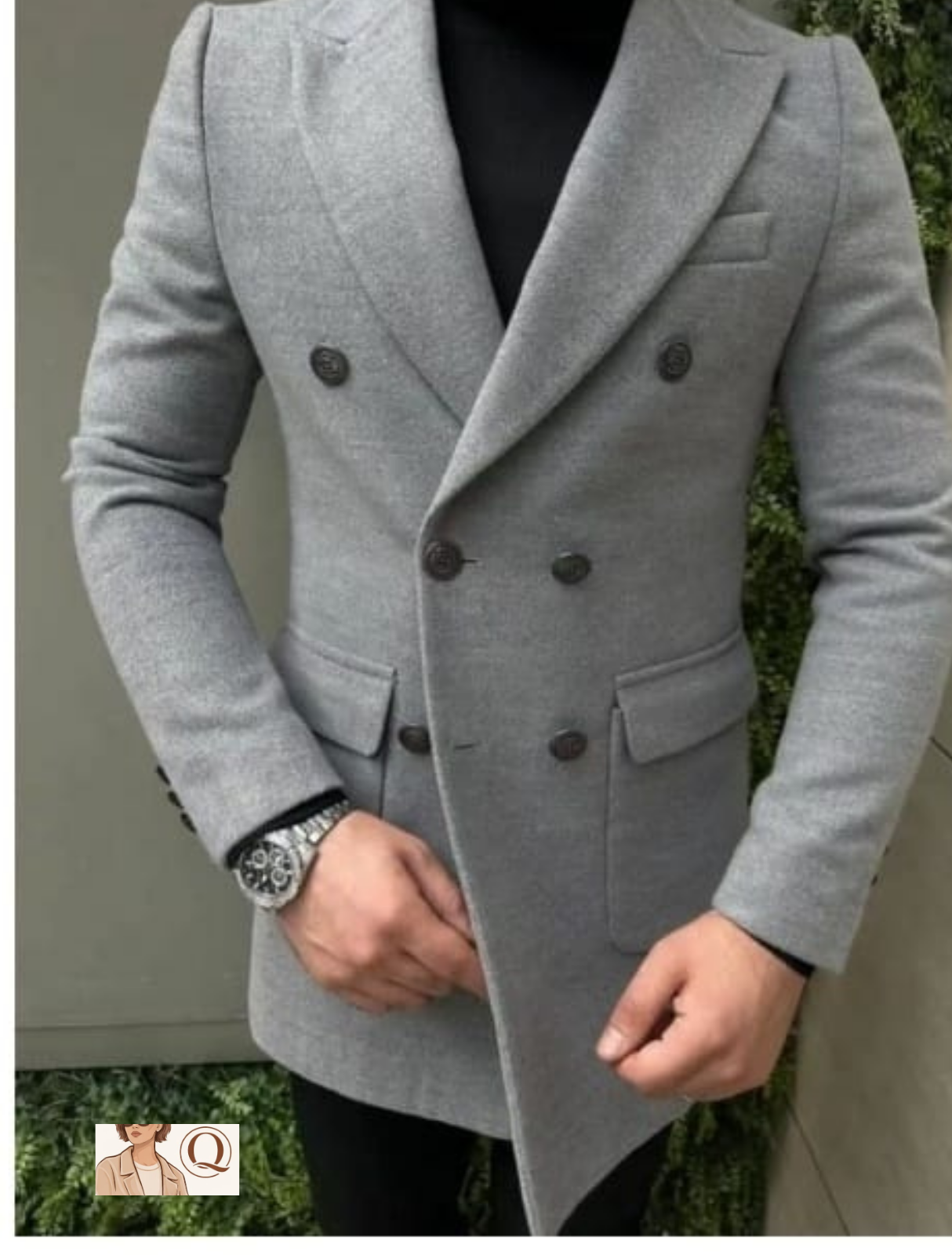 Men’s Double-Breasted Longline Coat