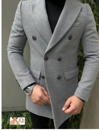 Men’s Double-Breasted Longline Coat