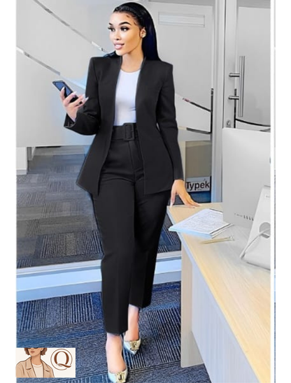 Women’s Tailored Blazer & High-Waist Pants Set