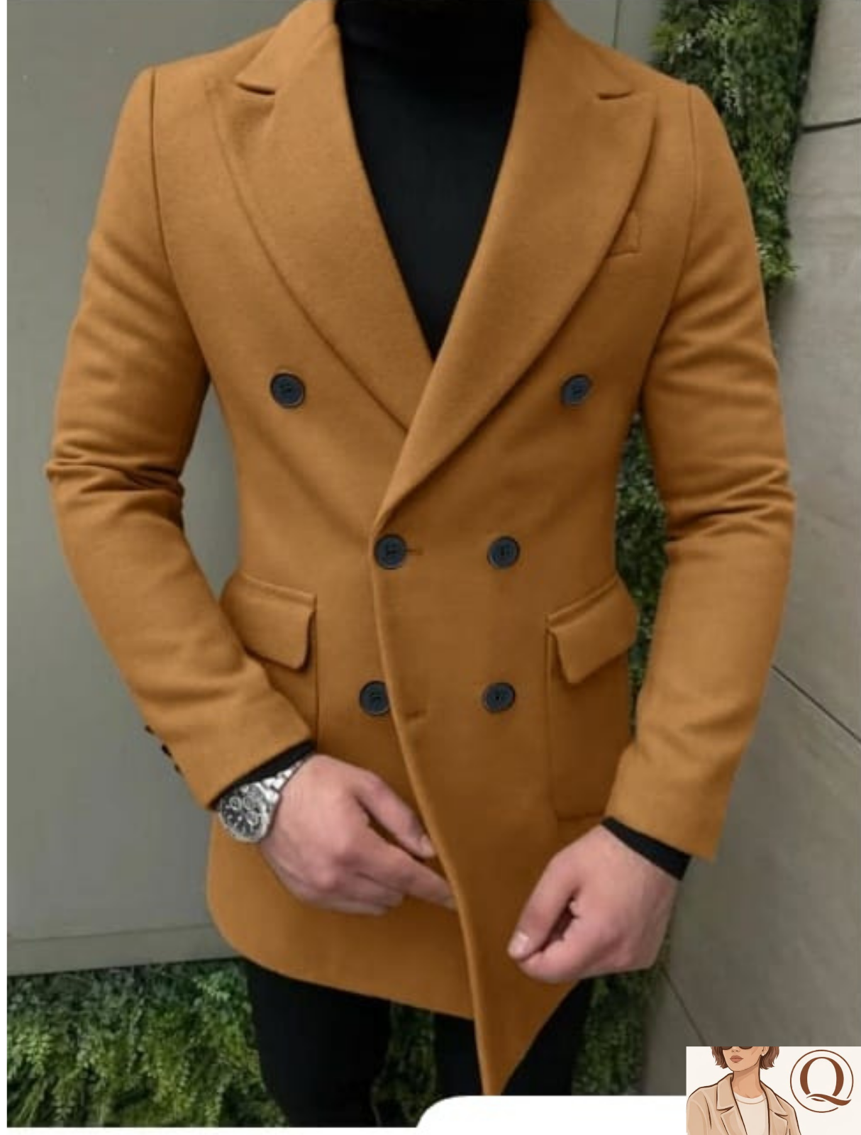 Men’s Double-Breasted Longline Coat