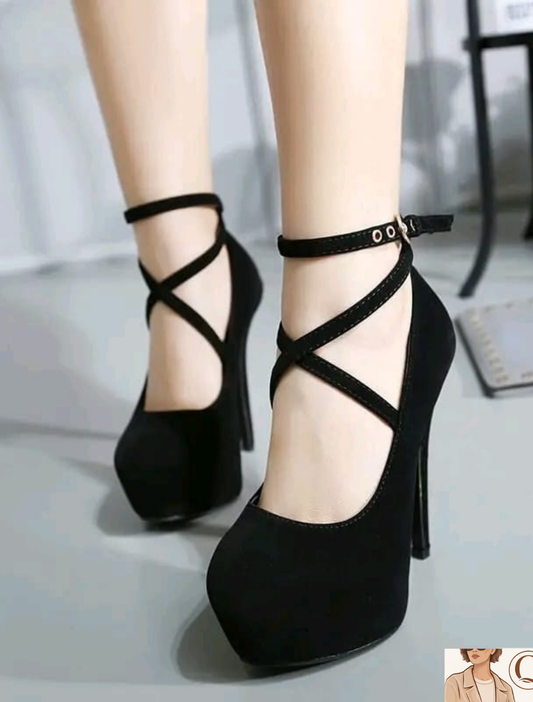 Chic Cross-Strap Platform Heels – Statement Stiletto Pumps