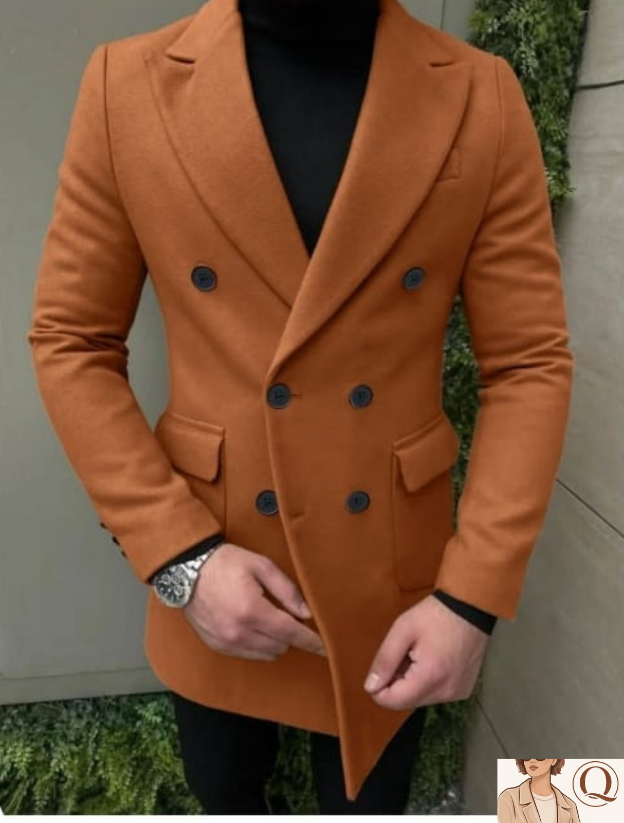 Men’s Double-Breasted Longline Coat