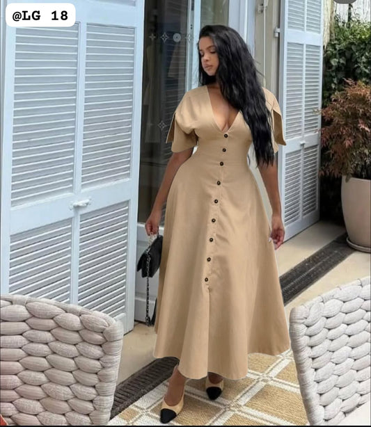 Elegant Button-Front Midi Dress – Feminine, Chic & Timeless