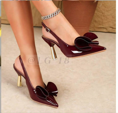✨ Bow Slingback Stiletto Heels (Gloss Finish)