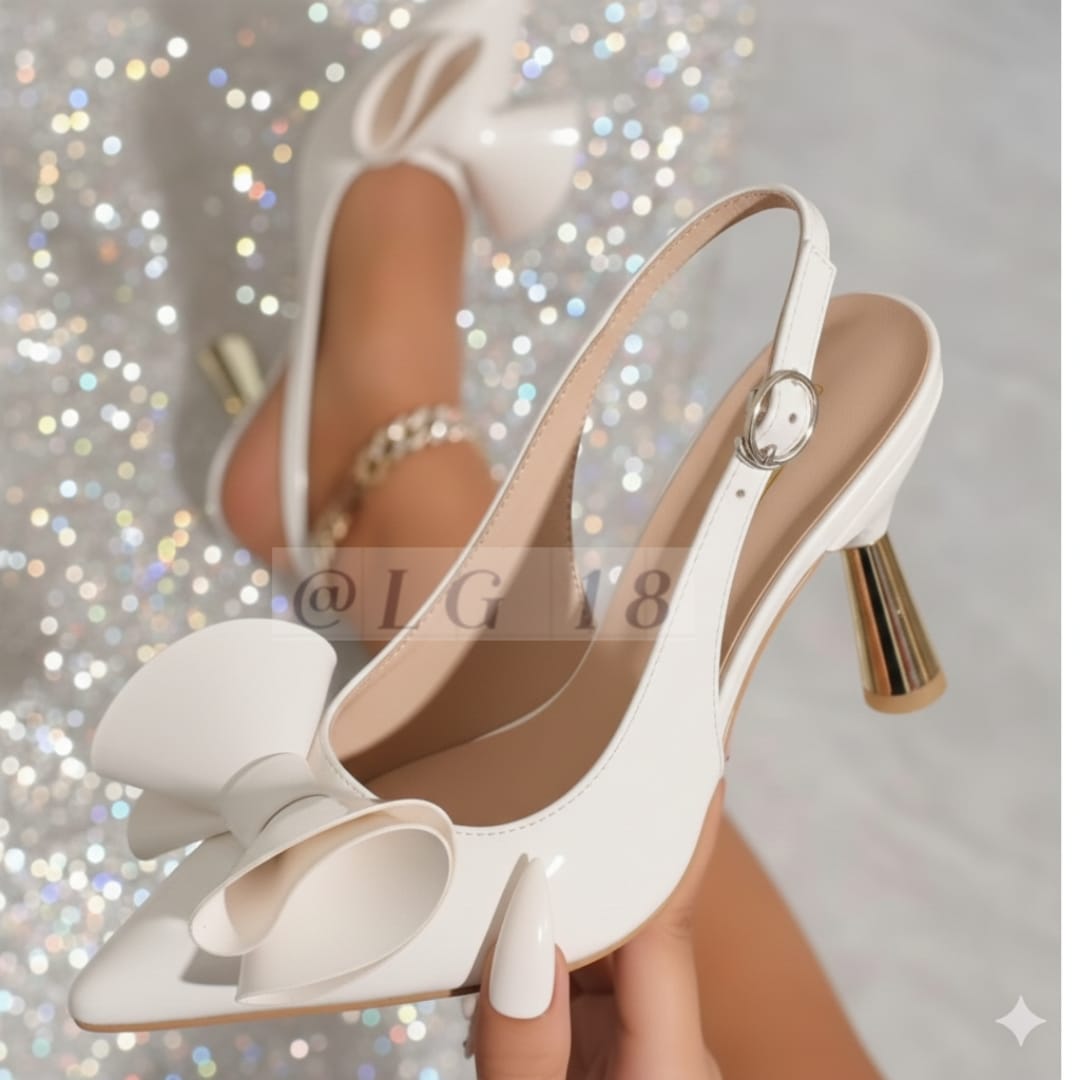 ✨ Bow Slingback Stiletto Heels (Gloss Finish)